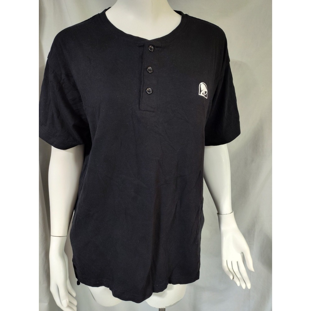 Men's large Taco Bell crew Henley black T-shirt short sleeve employee career